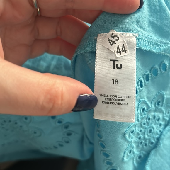 Tu Women Cotton Blue Blouse - Picture 6 of 7